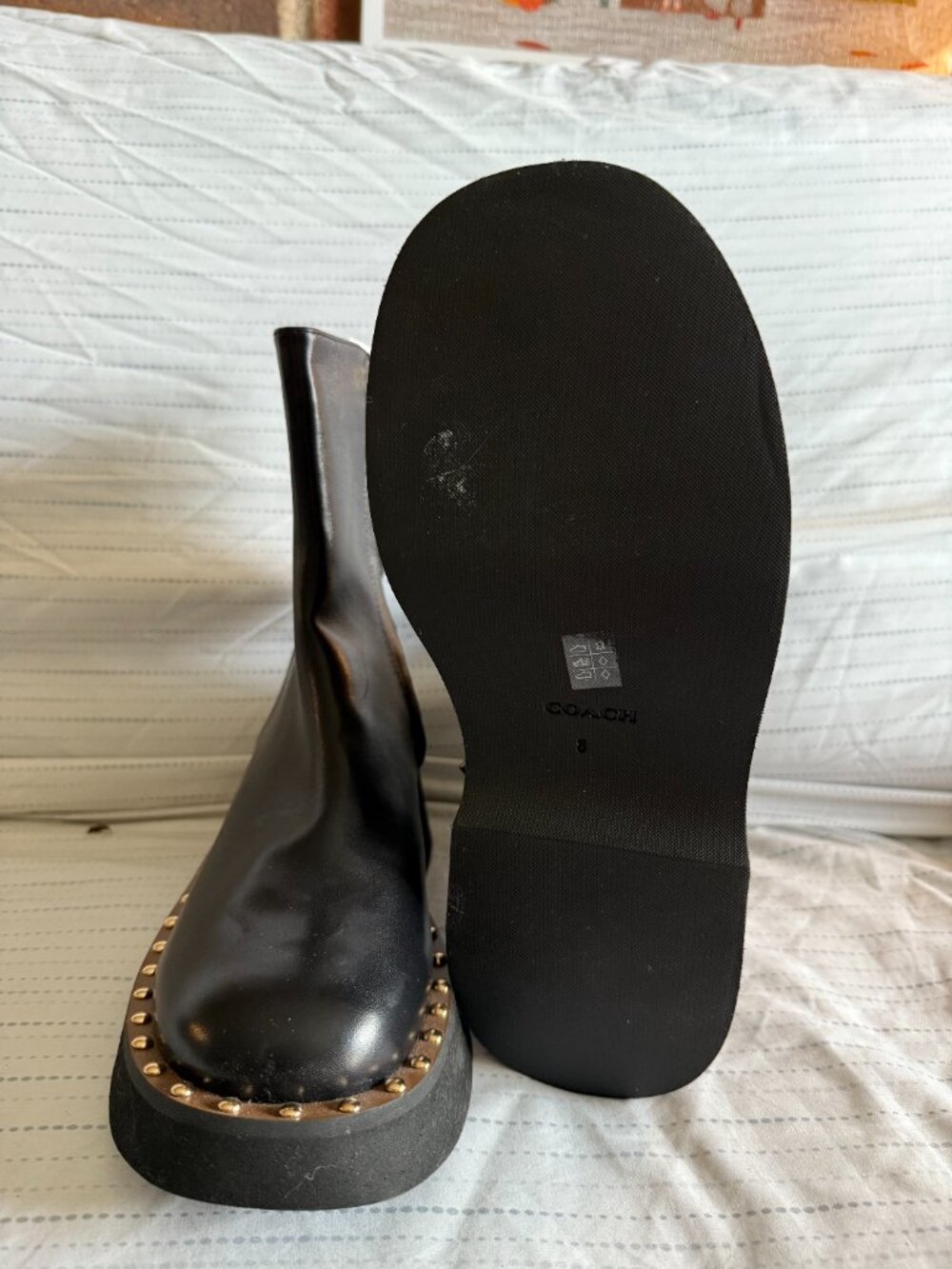 COACH Leather Chelsea Boot Women's 8B Chunky Lug Sole Studded NWT Style CE312 - Picture 3 of 6